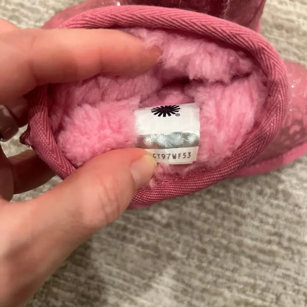 Toddler  Ugg Pink Leopard Glitter Boots sz 6c msrp 115$